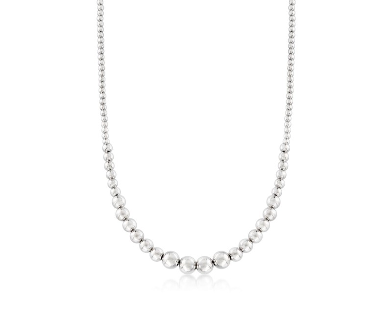 Italian 4-10mm Sterling Silver Graduated Bead Necklace