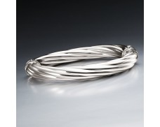 Italian Sterling Silver Twisted Oval Bangle Bracelet