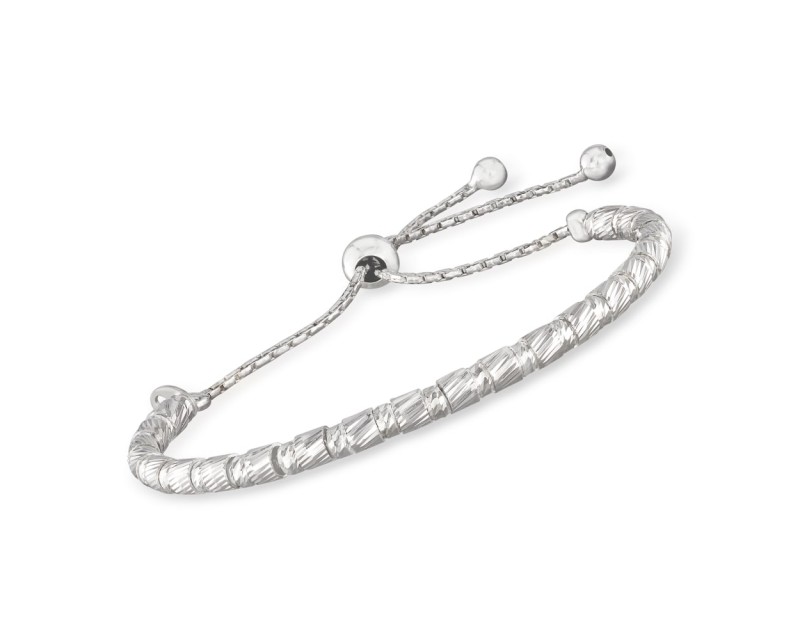 Italian Sterling Silver Cylinder Bead Bolo Bracelet