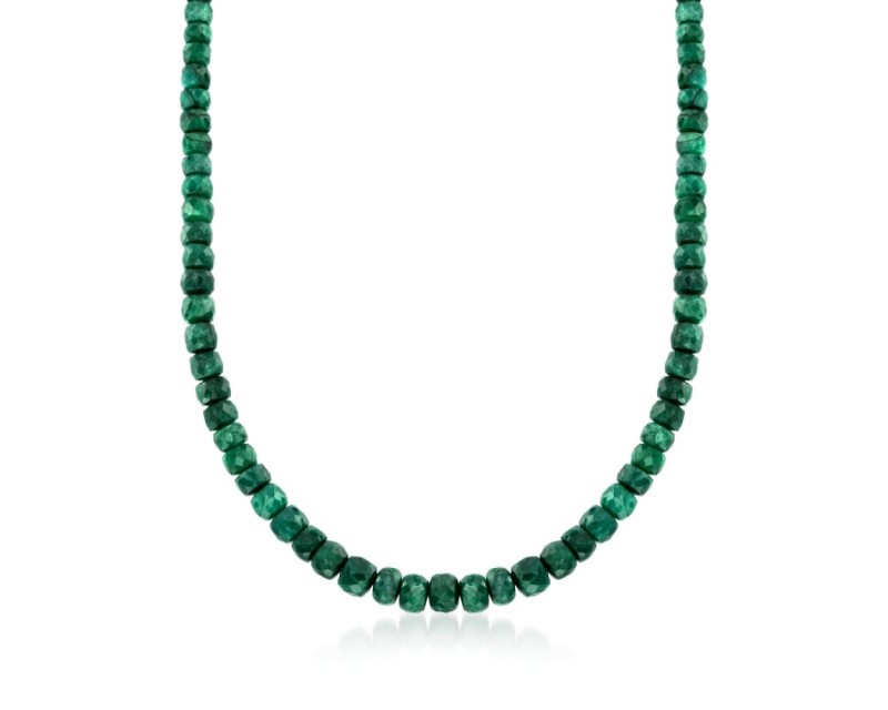 90.00 ct. t.w. Emerald Bead Necklace with Sterling Silver