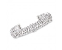 4.40 ct. t.w. CZ Openwork Zigzag Cuff Bracelet in Sterling Silver