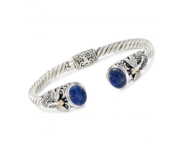 Lapis and Two-Tone Sterling Silver Dragonfly Cuff Bracelet