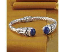 Lapis and Two-Tone Sterling Silver Dragonfly Cuff Bracelet