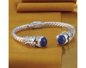 Lapis and Two-Tone Sterling Silver Dragonfly Cuff Bracelet