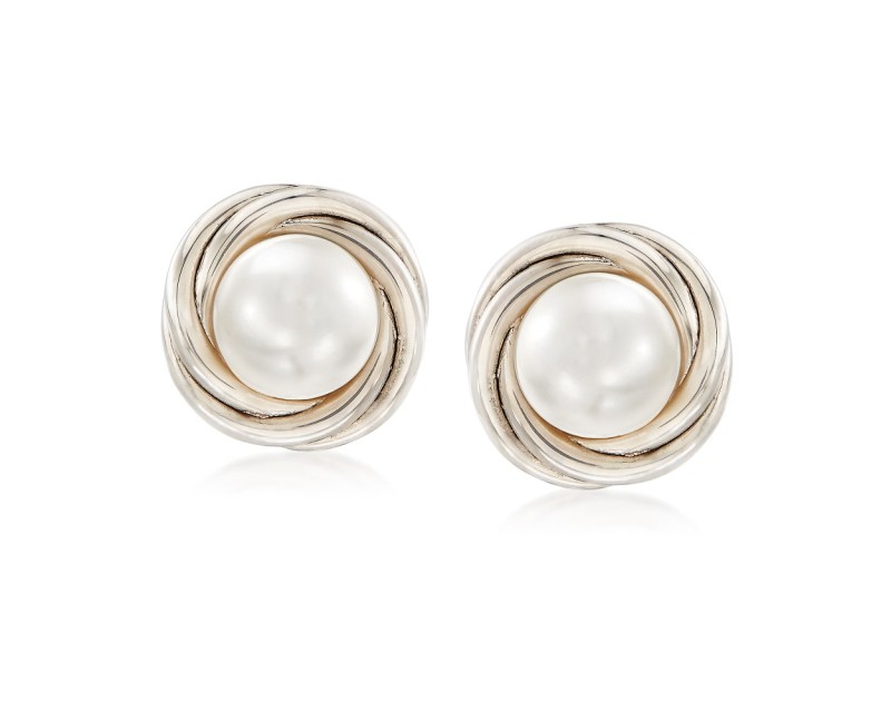 8mm Cultured Pearl Clip-On Earrings in Sterling Silver