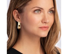 Italian 18kt Gold Over Sterling and White Enamel Hoop Earrings. 1 1/4"