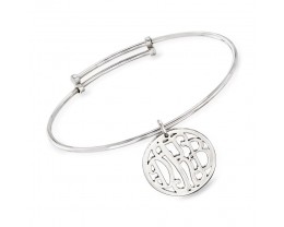 Sterling Silver Personalized Monogram Bangle Bracelet