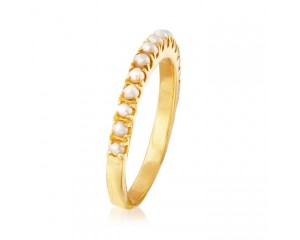 2mm Cultured Pearl Ring in 18kt Gold Over Sterling