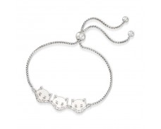 Italian Sterling Silver Cat Trio Bolo Bracelet