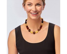 Italian Murano Leopard-Print Bead Necklace with 18kt Gold Over Sterling