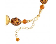 Italian Murano Leopard-Print Bead Necklace with 18kt Gold Over Sterling