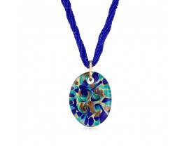 Italian Multicolored Murano Glass Pendant Necklace in 18kt Gold Over Sterling Details