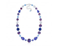 8-18mm Multicolored Murano Glass Bead Necklace in Sterling Silver