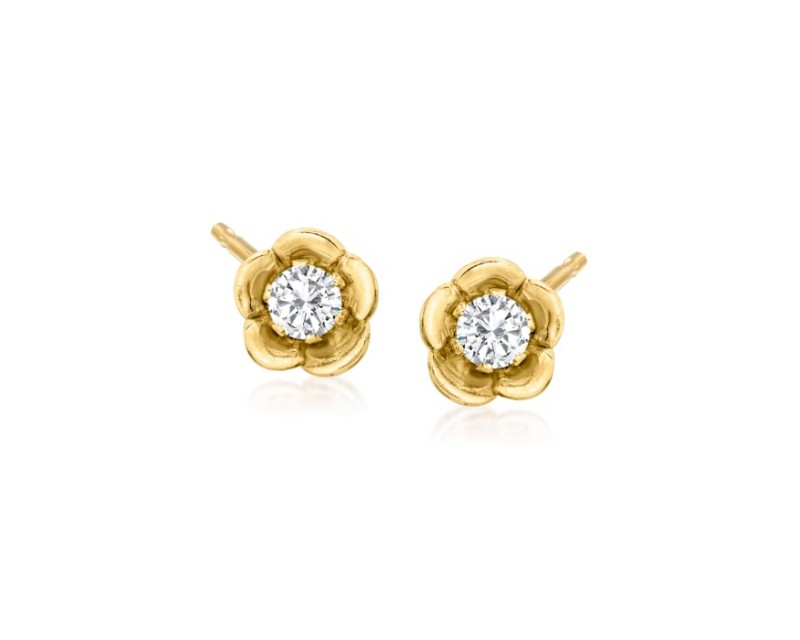 Child's .10 ct. t.w. CZ Stud Earrings in 14kt Yellow Gold