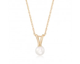 Child's 4mm Cultured Pearl Solitaire Necklace in 14kt Yellow Gold. 15"