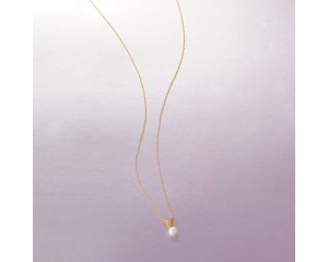 Child's 4mm Cultured Pearl Solitaire Necklace in 14kt Yellow Gold. 15"