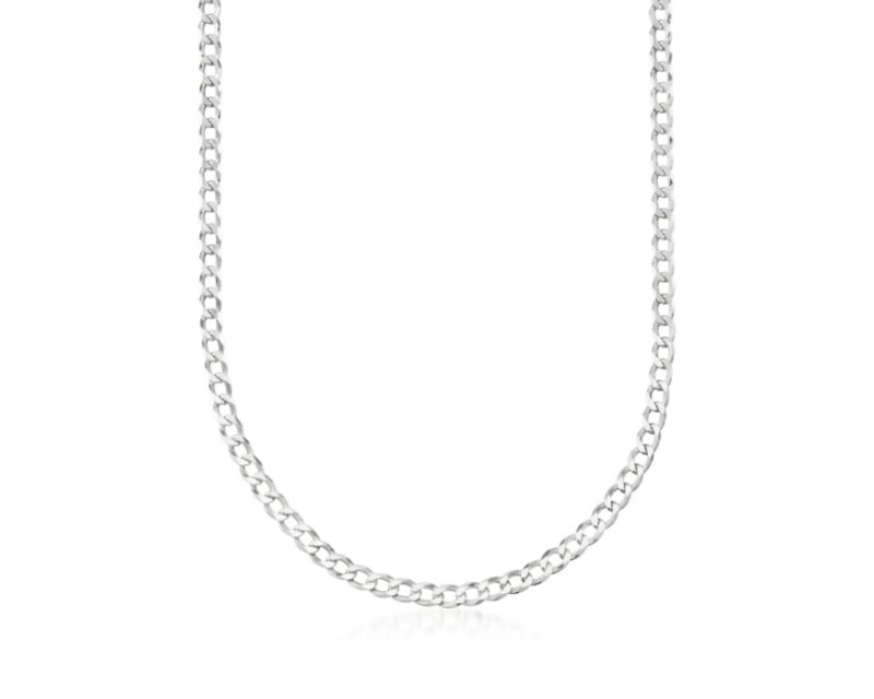 Men's 5mm Sterling Silver Curb-Link Chain Necklace. 22"