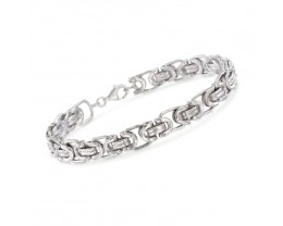 Men's Sterling Silver Byzantine Box Link Bracelet. 8.5"