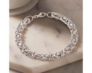 Men's Sterling Silver Byzantine Box Link Bracelet. 8.5"