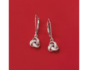 Diamond-Accented Love Knot Drop Earrings in Sterling Silver
