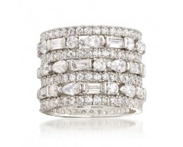 6.56 ct. t.w. CZ Multi-Row Eternity Band in Sterling Silver