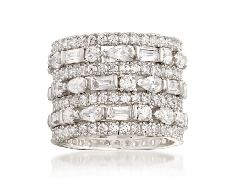 6.56 ct. t.w. CZ Multi-Row Eternity Band in Sterling Silver