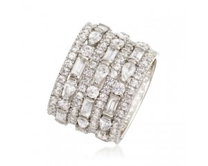 6.56 ct. t.w. CZ Multi-Row Eternity Band in Sterling Silver