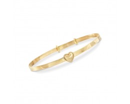 Child's 14kt Yellow Gold Heart Bangle Bracelet. 5"