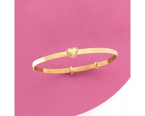Child's 14kt Yellow Gold Heart Bangle Bracelet. 5"