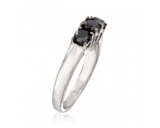 1.00 ct. t.w. Black Diamond Three-Stone Ring in Sterling Silver