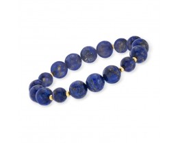 Lapis Bead Stretch Bracelet with 14kt Yellow Gold