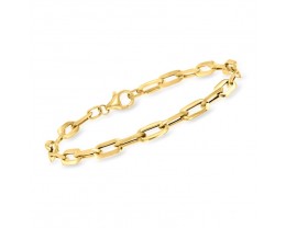 Italian 14kt Yellow Gold Paper Clip Link Bracelet