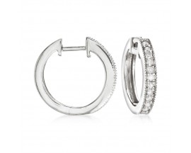 .25 ct. t.w. Diamond Milgrain Hoop Earrings in Sterling Silver. 1/2"
